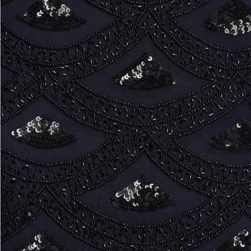 Adrianna Papell Navy & Black Beaded Cocktail Dress - Picture 3 of 7